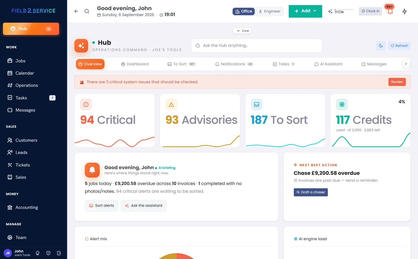 AI assistant conversation with proposed action awaiting confirmation